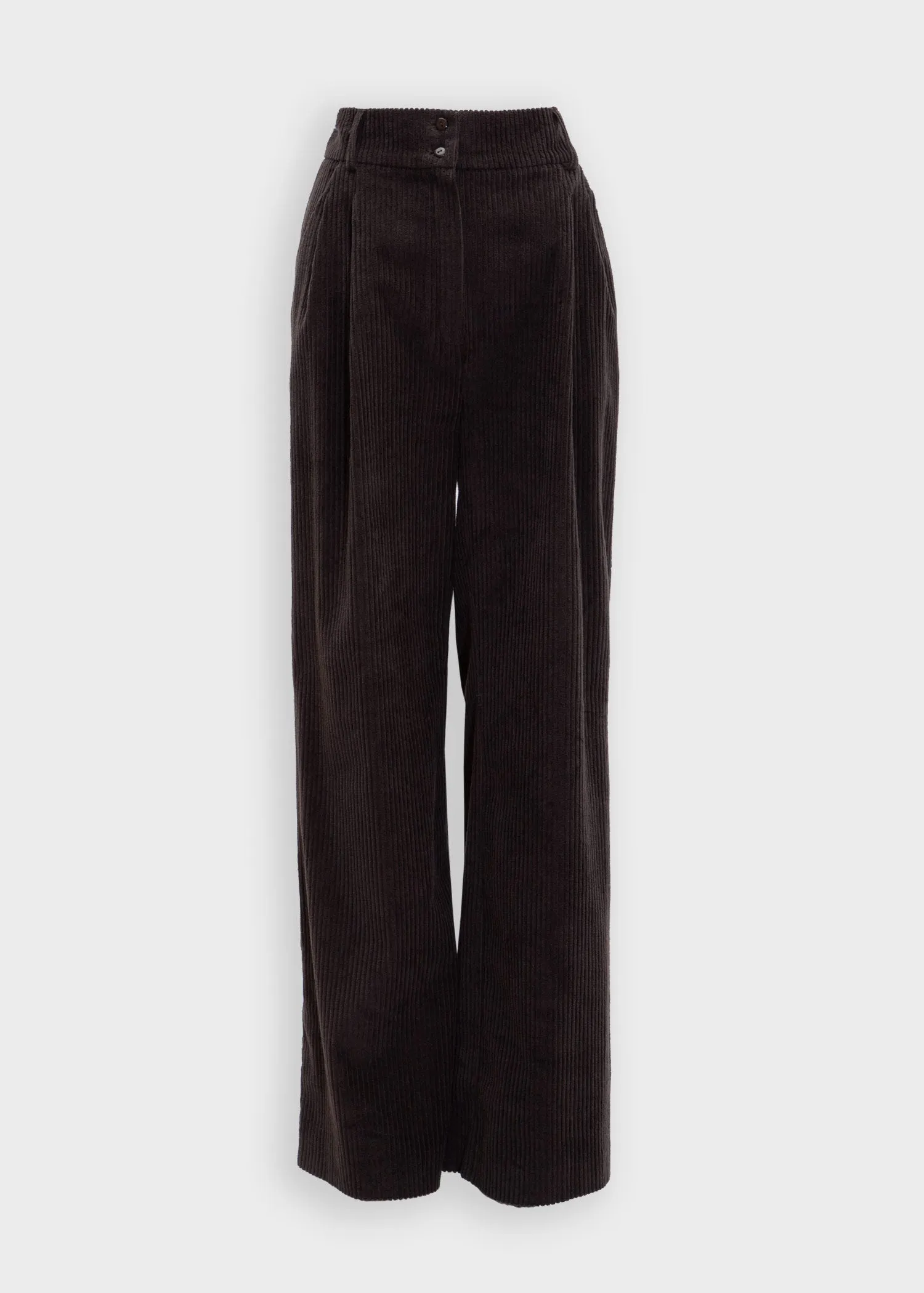 ELISE Corduroy Highwaist Trousers - Choco Brown