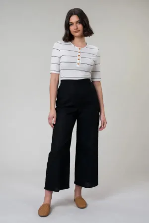 Emma linen pants in black by Wilga Clothing