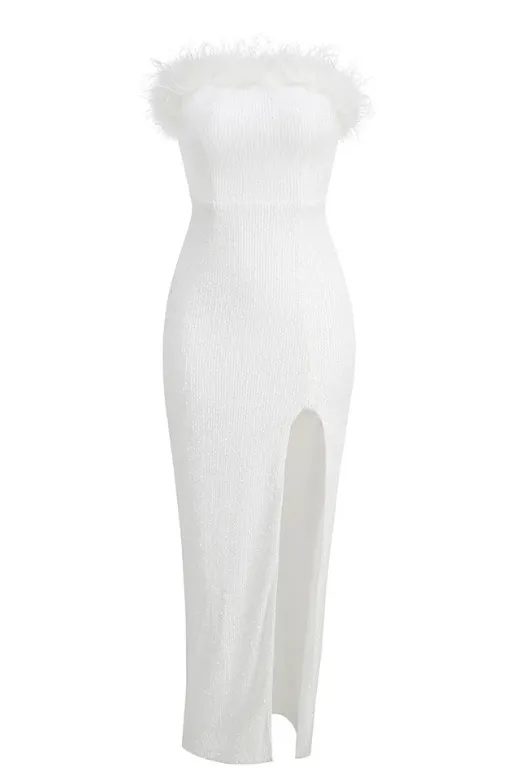 Erin Bodycon Maxi Dress - Pearl White