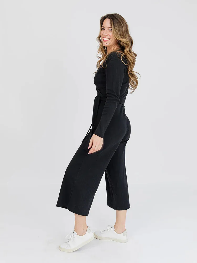 Final Sale Black Long Sleeve Rita Jumpsuit  by Mata Traders