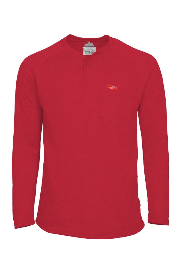 Flame-Resistant Raglan Sleeve Henley T-Shirt – 6oz. Tecasafe® Plus | Red