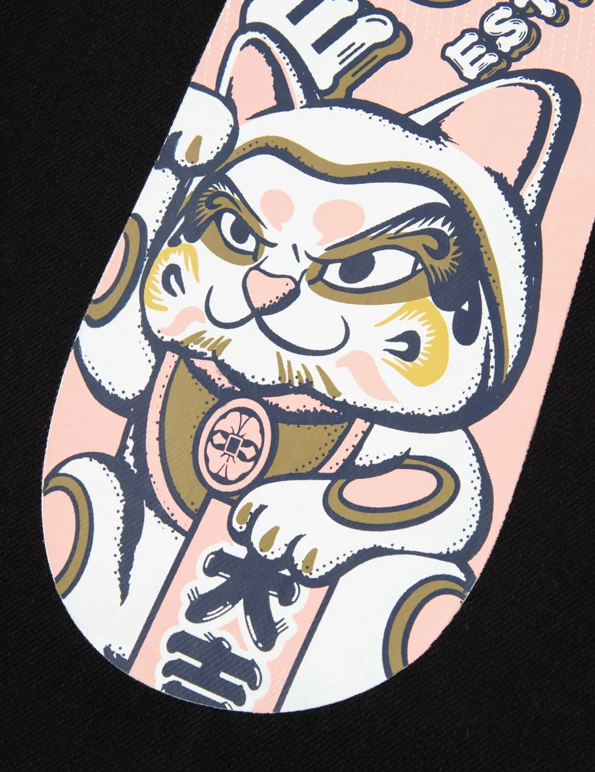 Fortune Cat and Daruma Daicock Print Relax Fit Jeans