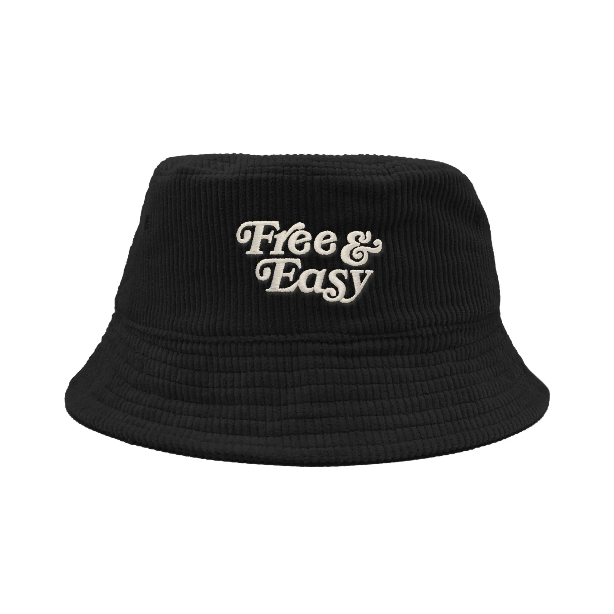 Free and Easy Don't Trip Black Corduroy Bucket Hat