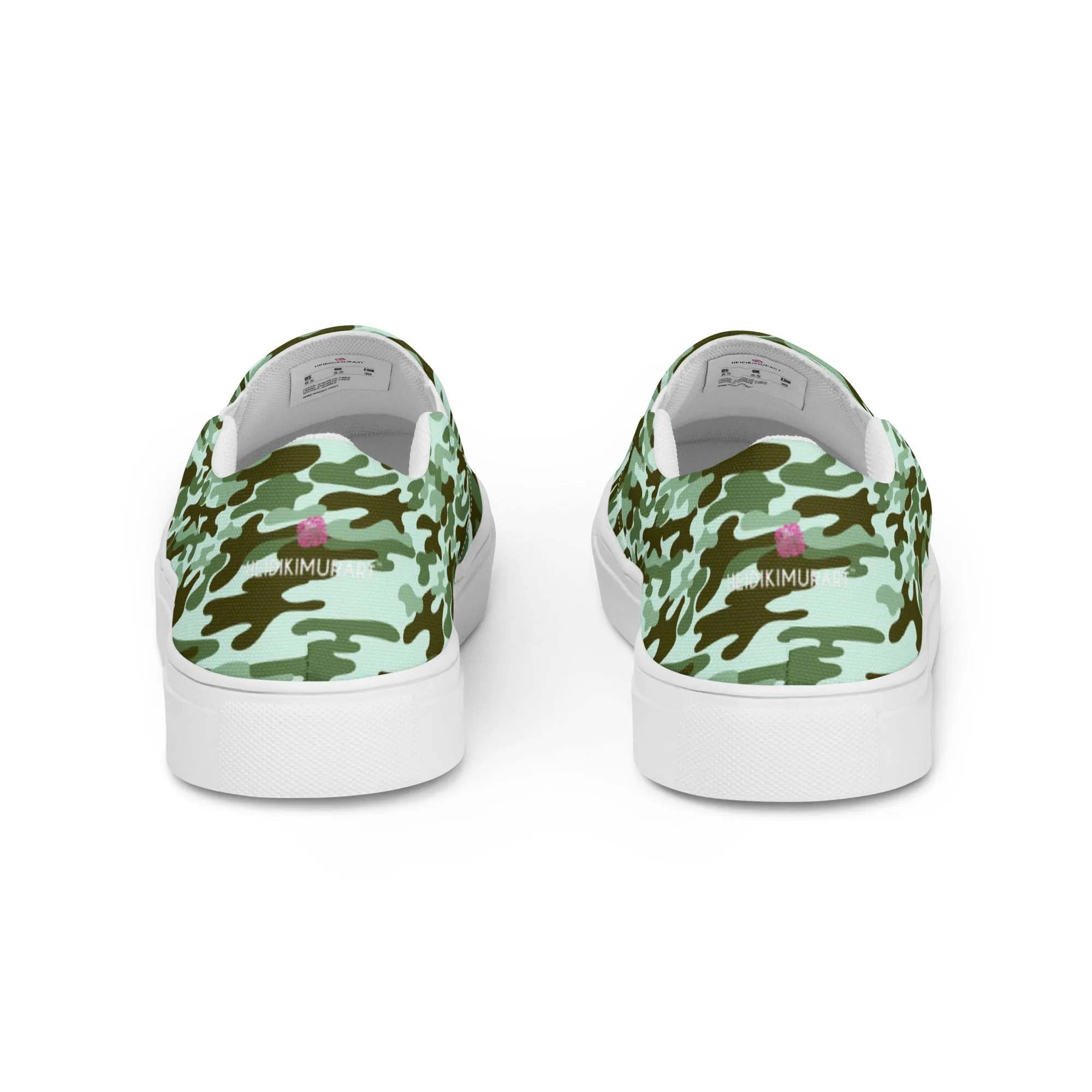 Green Army Print Women's Sneakers, Camouflaged Army Print Women’s Slip-On Canvas Shoes (US Size: 5-12)