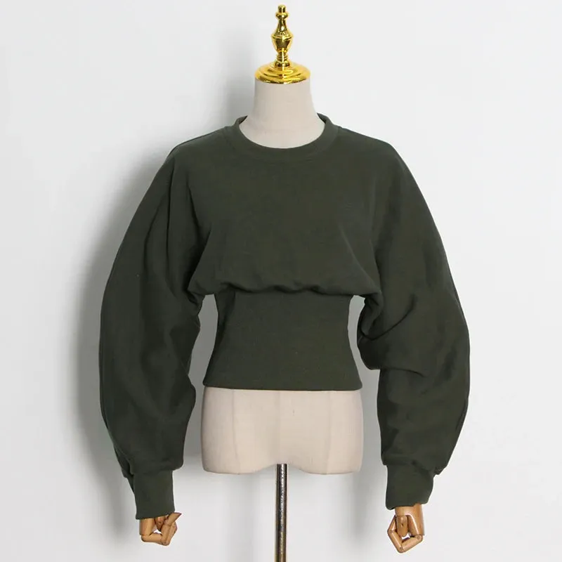 Green Sweatshirts For Women Slim Plain O Neck Long Sleeve Casual Pullovers Female 2021 Autumn Clothing Fashion New