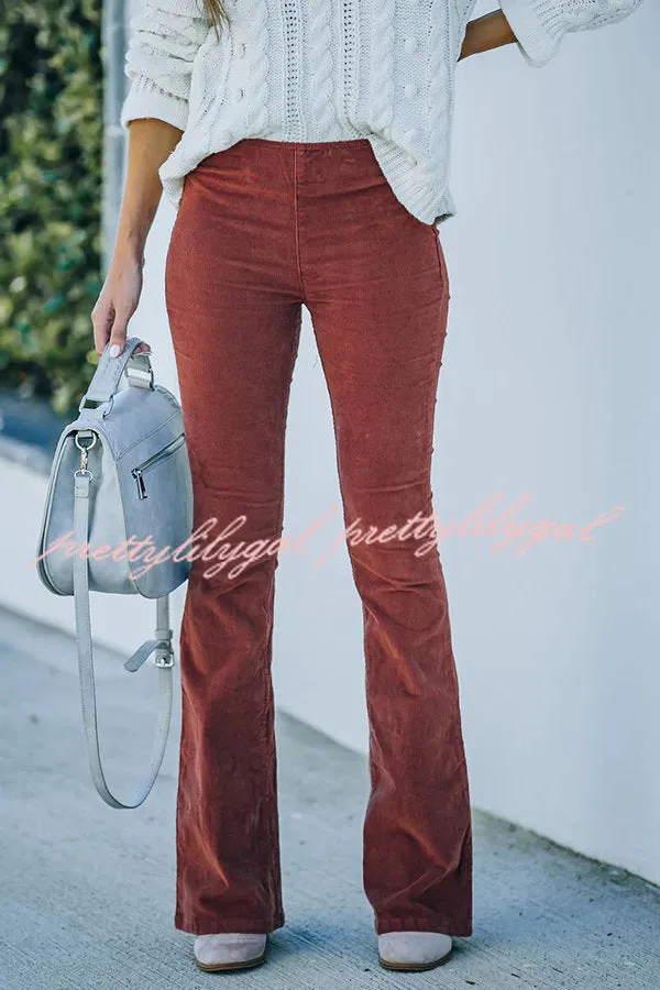 Gwen Elastic Waist Bell Bottom Corduroy Pants