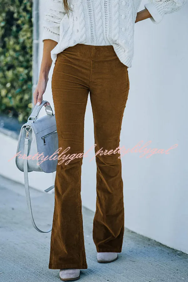 Gwen Elastic Waist Bell Bottom Corduroy Pants