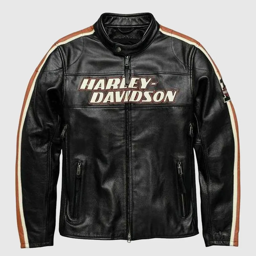 Harley Davidson Sprocket Men’s Genuine Cowhide Leather Motorcycle Jacket