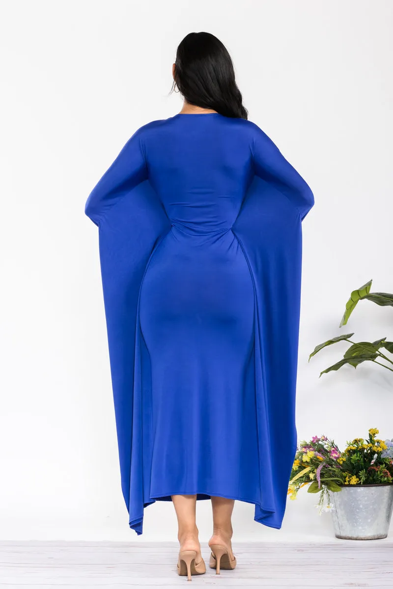 HH750X-S - LONG SLEEVE DRAPE MAXI DRESS