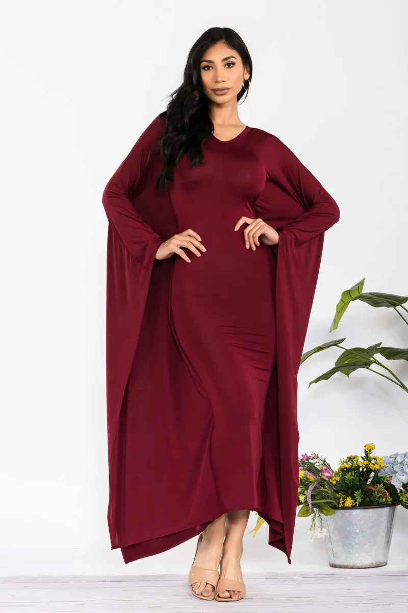 HH750X-S - LONG SLEEVE DRAPE MAXI DRESS