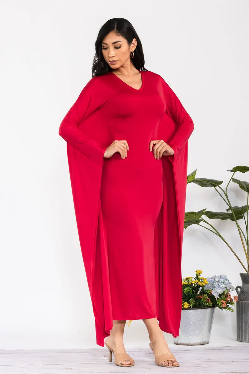 HH750X-S - LONG SLEEVE DRAPE MAXI DRESS