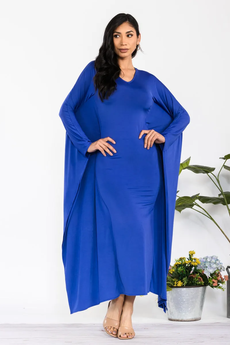 HH750X-S - LONG SLEEVE DRAPE MAXI DRESS