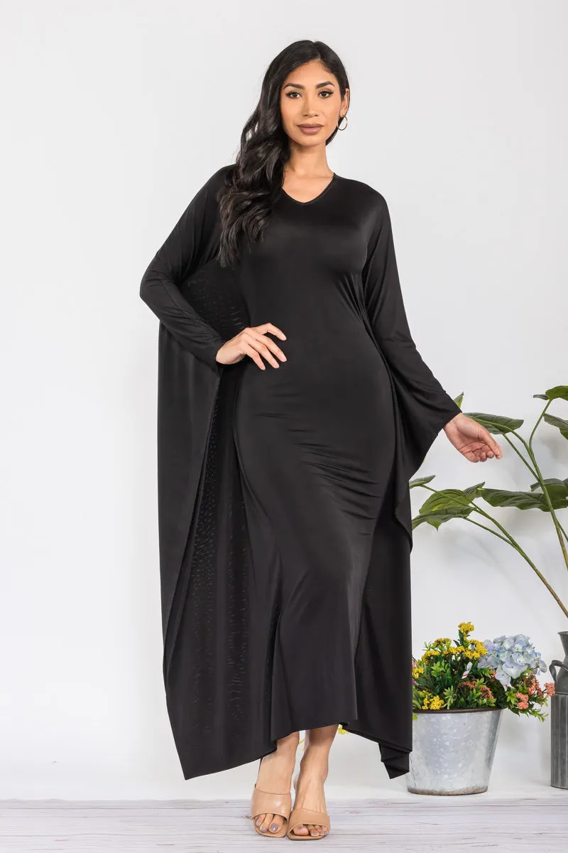 HH750X-S - LONG SLEEVE DRAPE MAXI DRESS