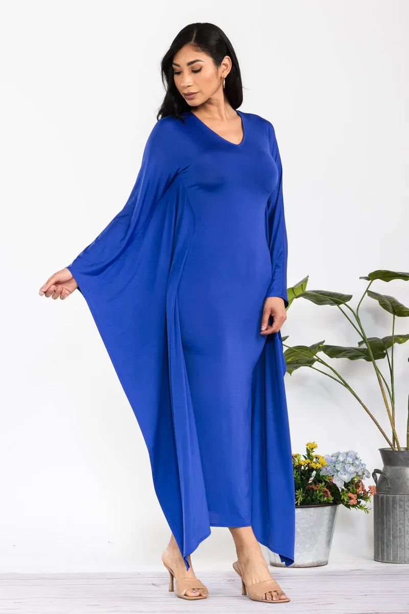 HH750X-S - LONG SLEEVE DRAPE MAXI DRESS