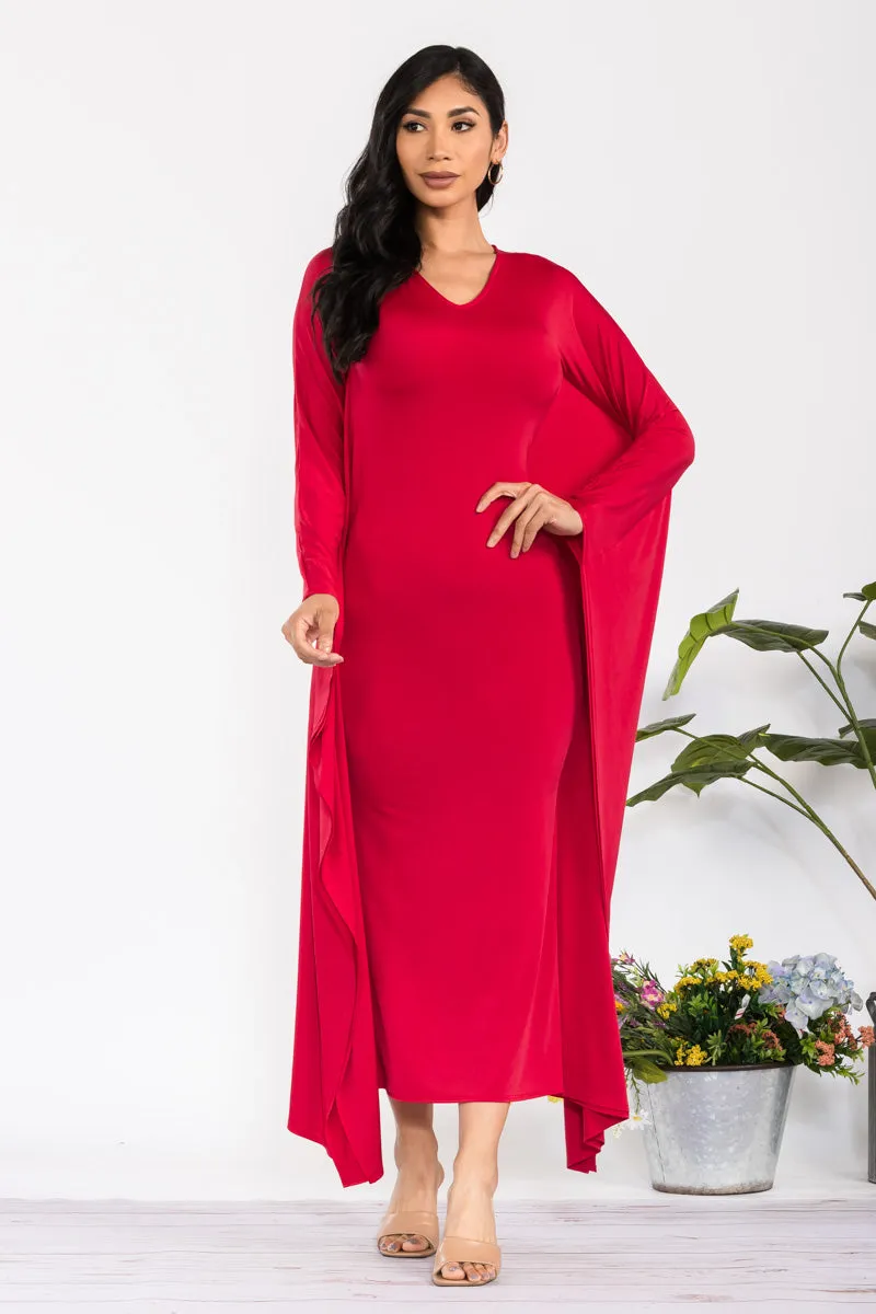 HH750X-S - LONG SLEEVE DRAPE MAXI DRESS