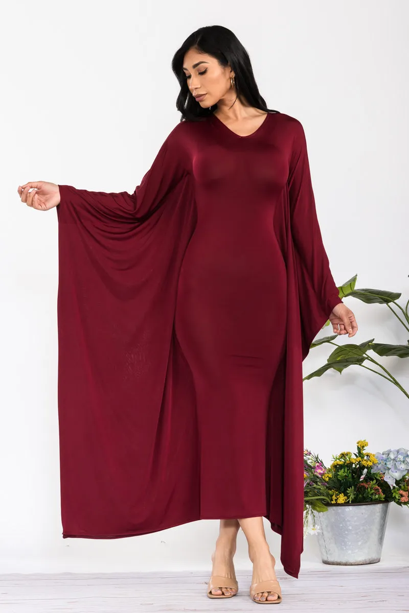 HH750X-S - LONG SLEEVE DRAPE MAXI DRESS