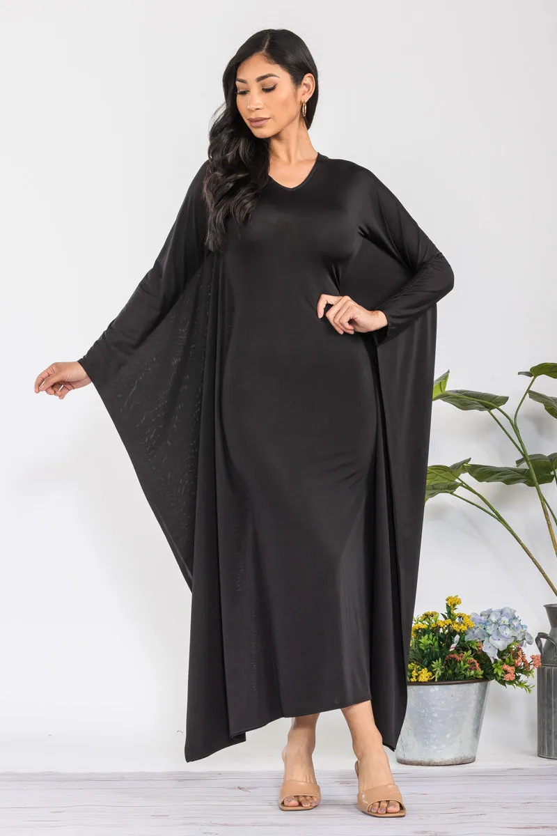 HH750X-S - LONG SLEEVE DRAPE MAXI DRESS