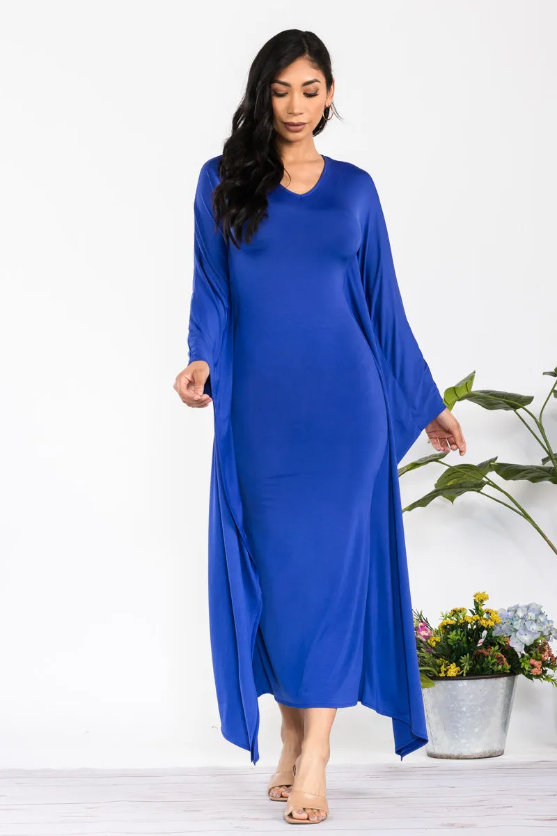 HH750X-S - LONG SLEEVE DRAPE MAXI DRESS