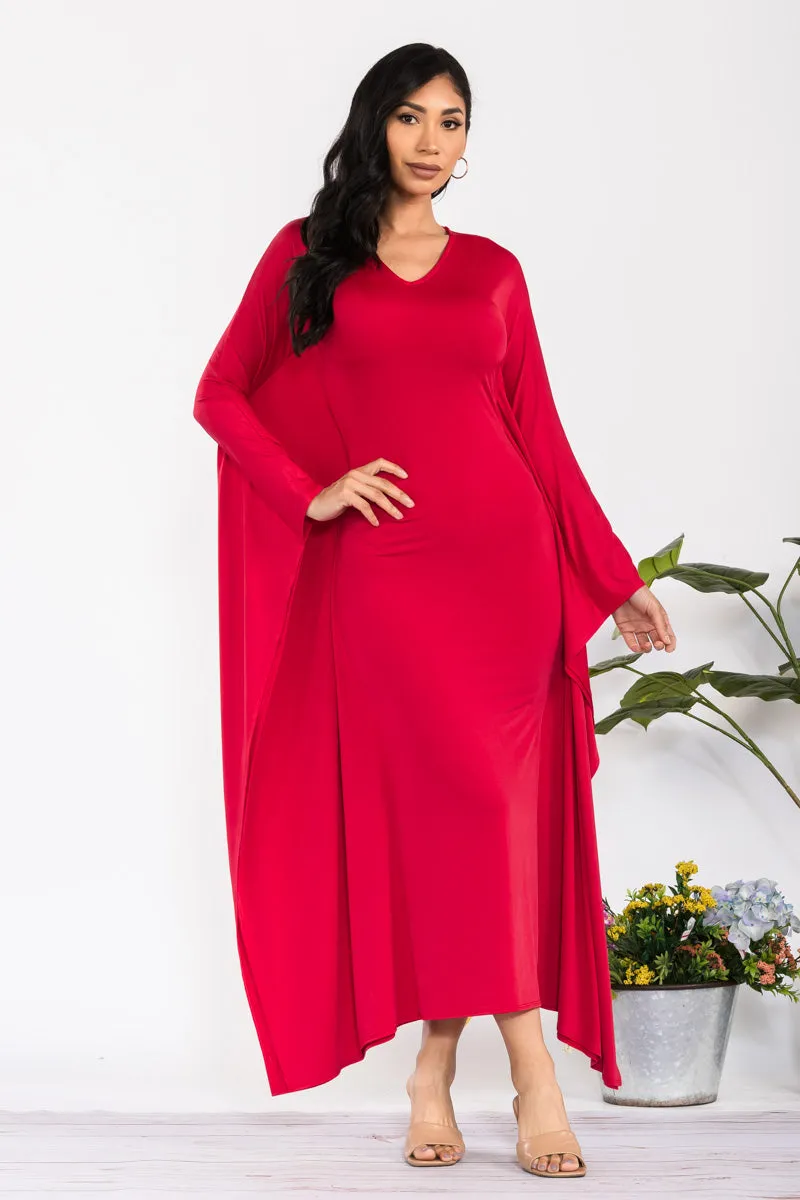 HH750X-S - LONG SLEEVE DRAPE MAXI DRESS