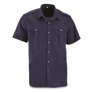 Italian Military Blue Short Sleeve Safari Style Shirt