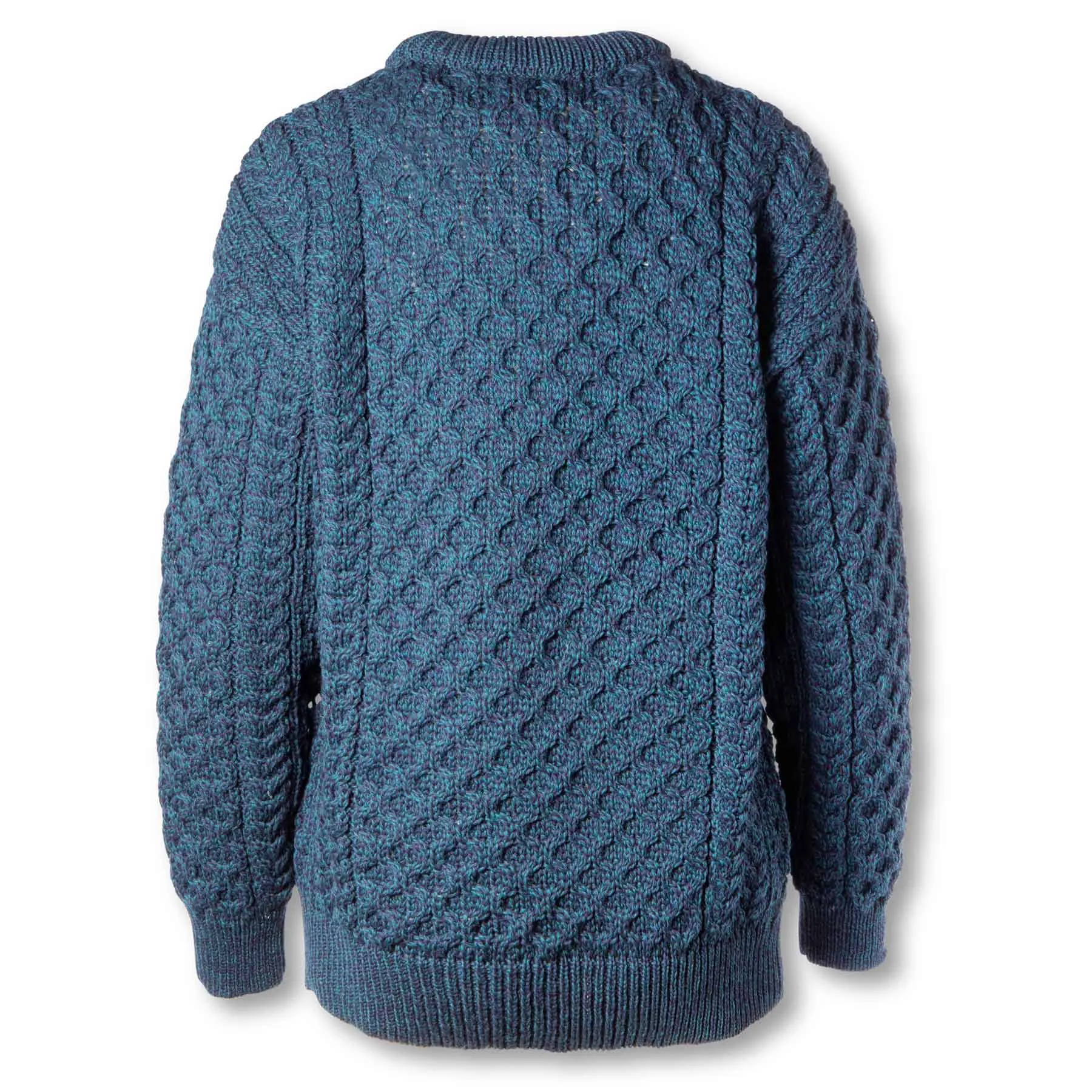 Kildare Aran Knit Tunic Length Sweater- Blue