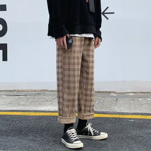 [Korean Style] Corduroy Retro Casual Plaid Pants