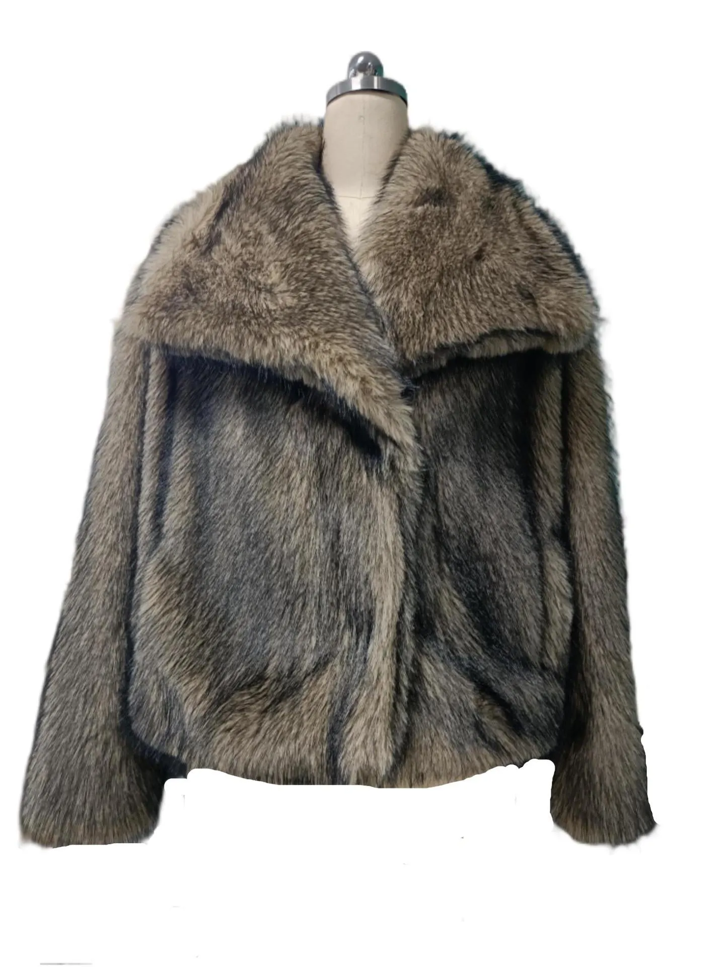 Lapel faux fur coat short body fluffy plush women's coat