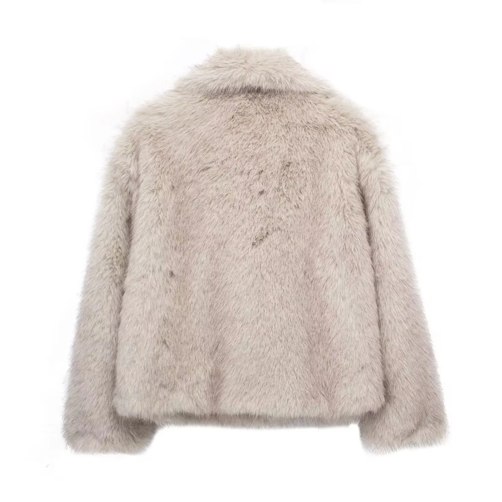 Lapel faux fur coat short body fluffy plush women's coat