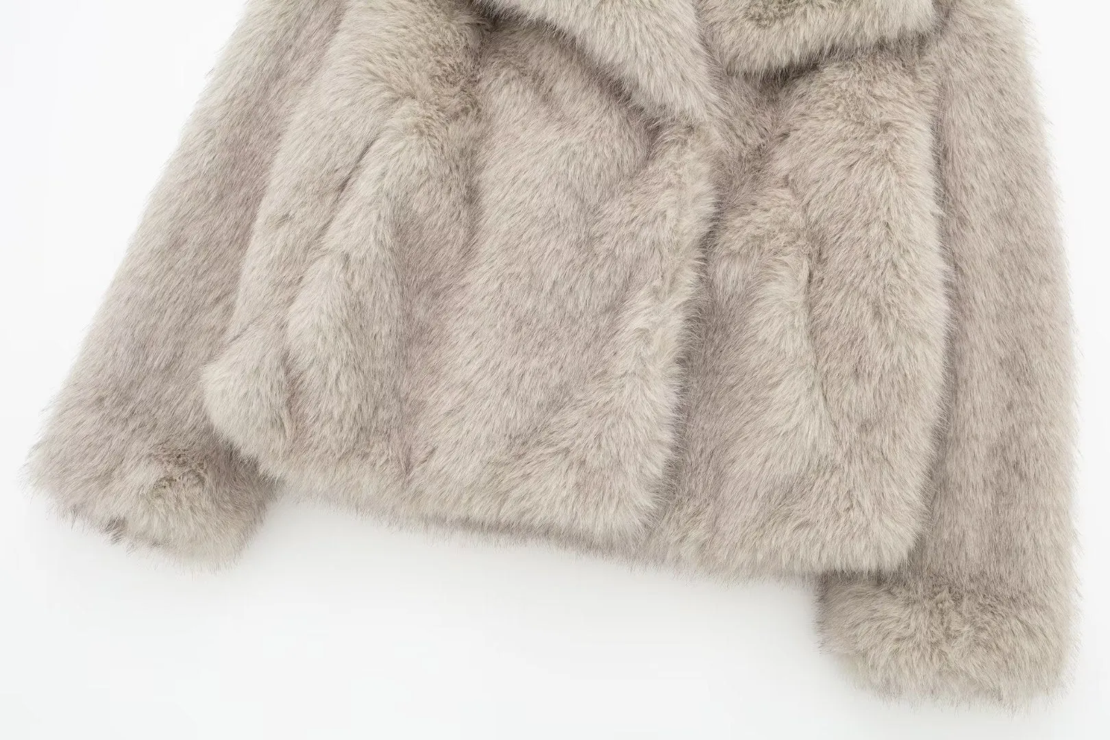 Lapel faux fur coat short body fluffy plush women's coat