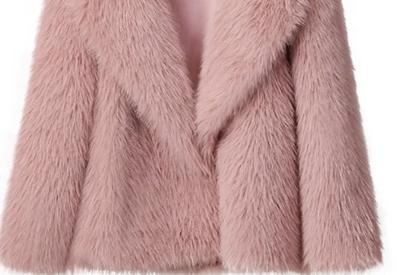 Lapel faux fur coat short body fluffy plush women's coat