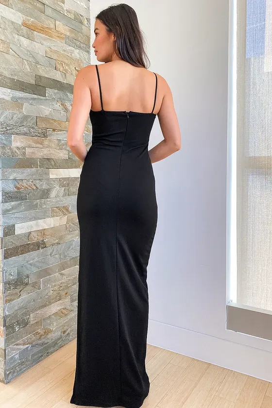 Leave Them Stunned Black Square Neck Sleeveless Maxi Dress