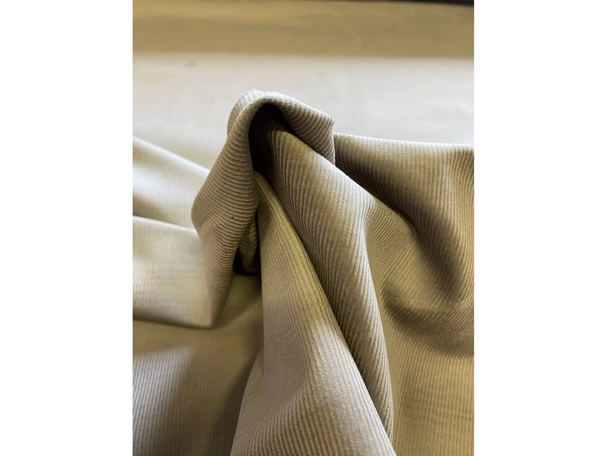 Light Grey Colour Cotton Needlecord  Fabric 18 Wale  - 146 cms - CLEARANCE