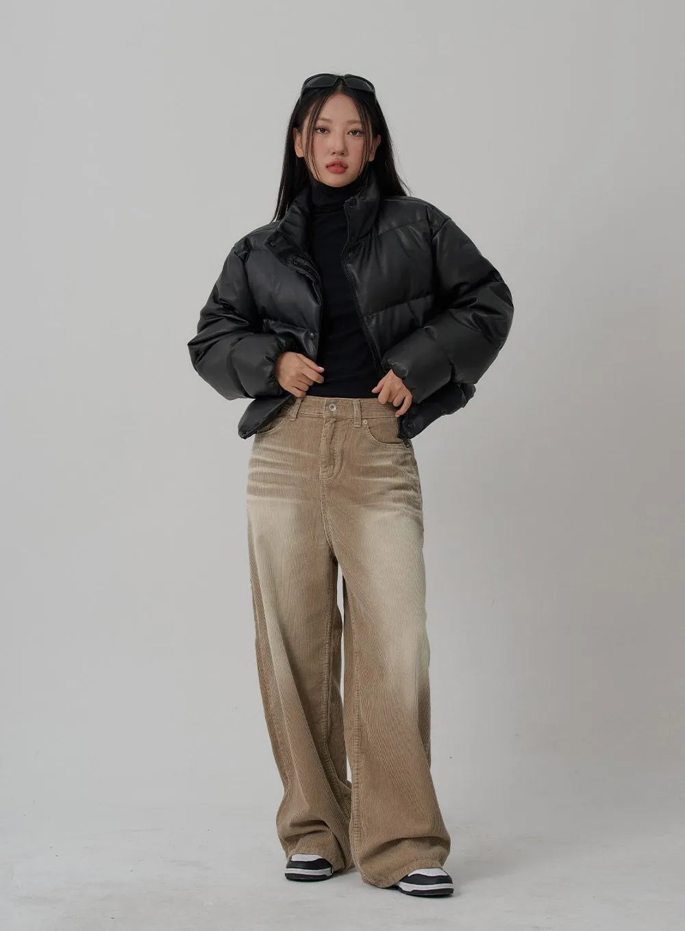 Light Washing Corduroy Wide Pants Unisex CN02