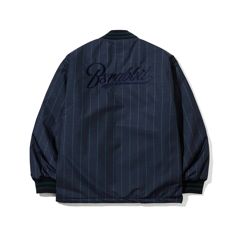 LOGO STRIPE VARSITY JACKET NAVY