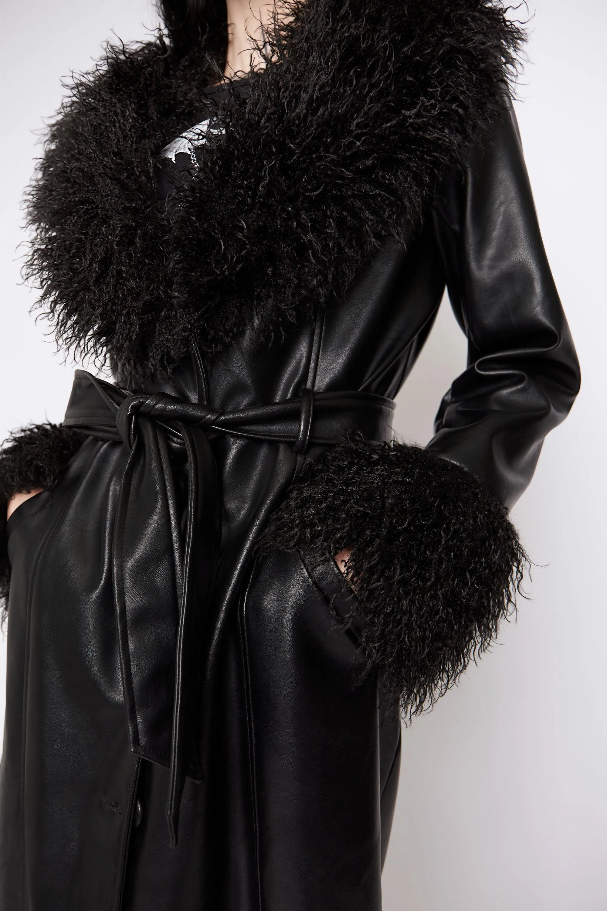 Lori Vegan Leather & Faux Fur Jacket