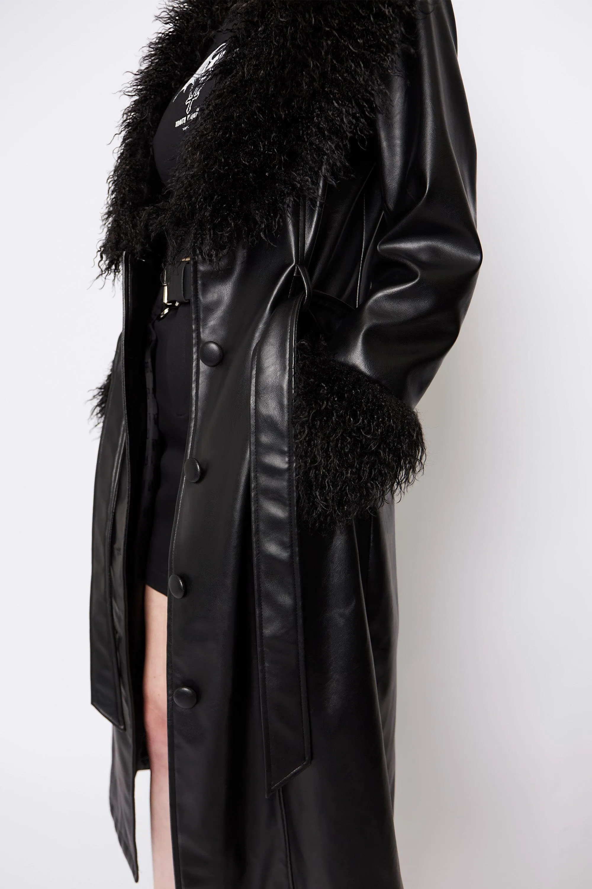 Lori Vegan Leather & Faux Fur Jacket