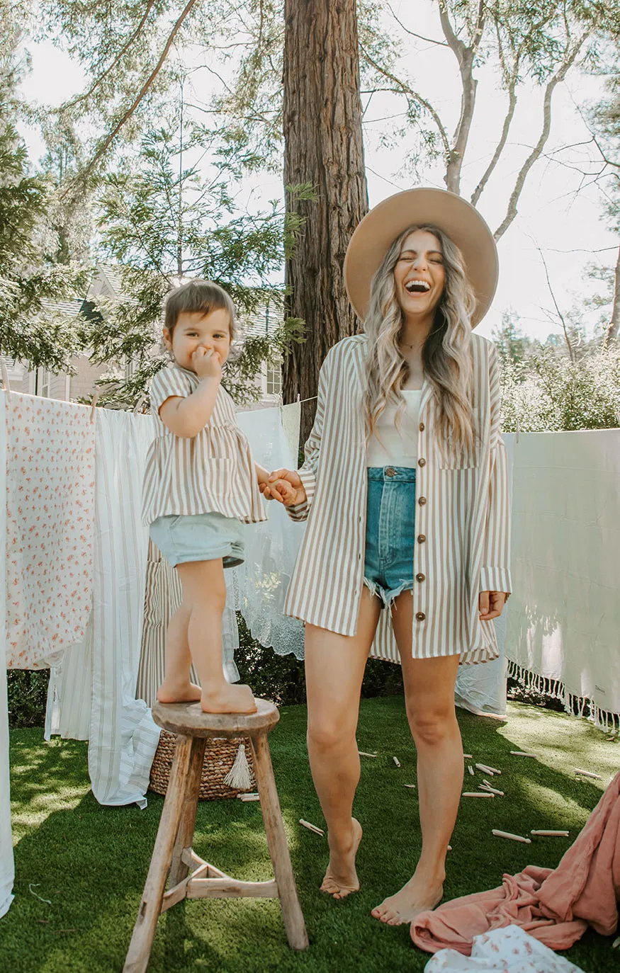 Lorolie Tunic ~ Beige Everyday Stripe