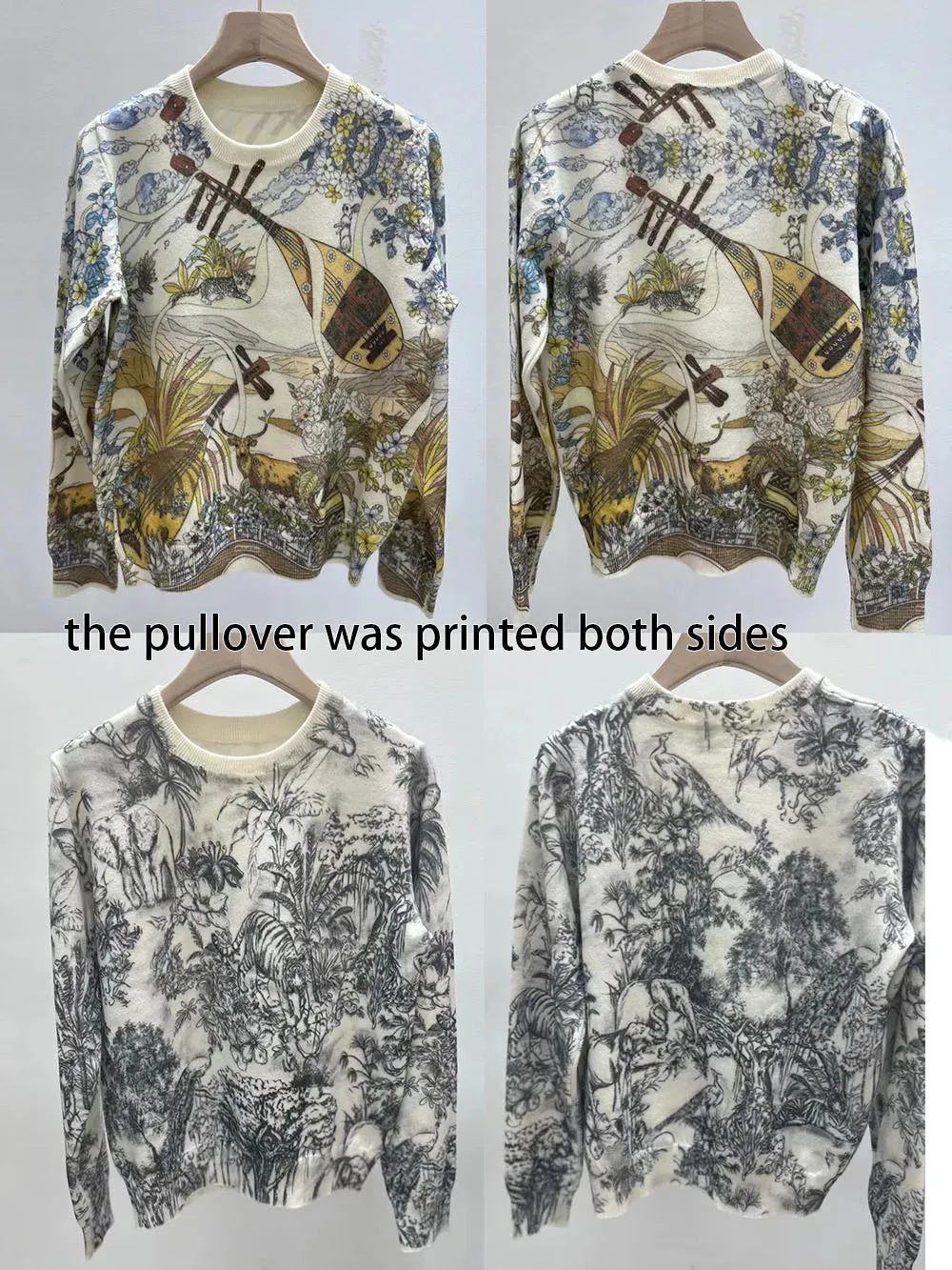 Luxury Designer Sweater Women Animal Floral Pattern Printing Pullover Sweater Classic Crew Neck Knit Tops High Quality C-069