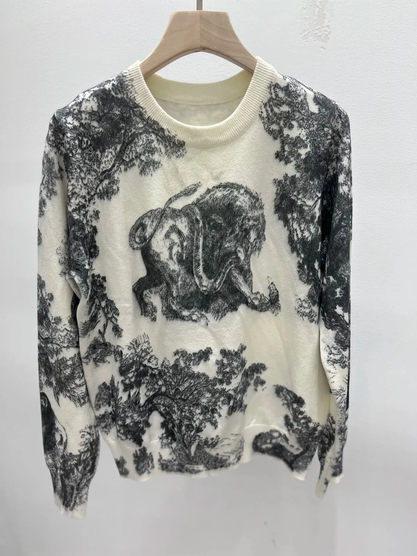 Luxury Designer Sweater Women Animal Floral Pattern Printing Pullover Sweater Classic Crew Neck Knit Tops High Quality C-069