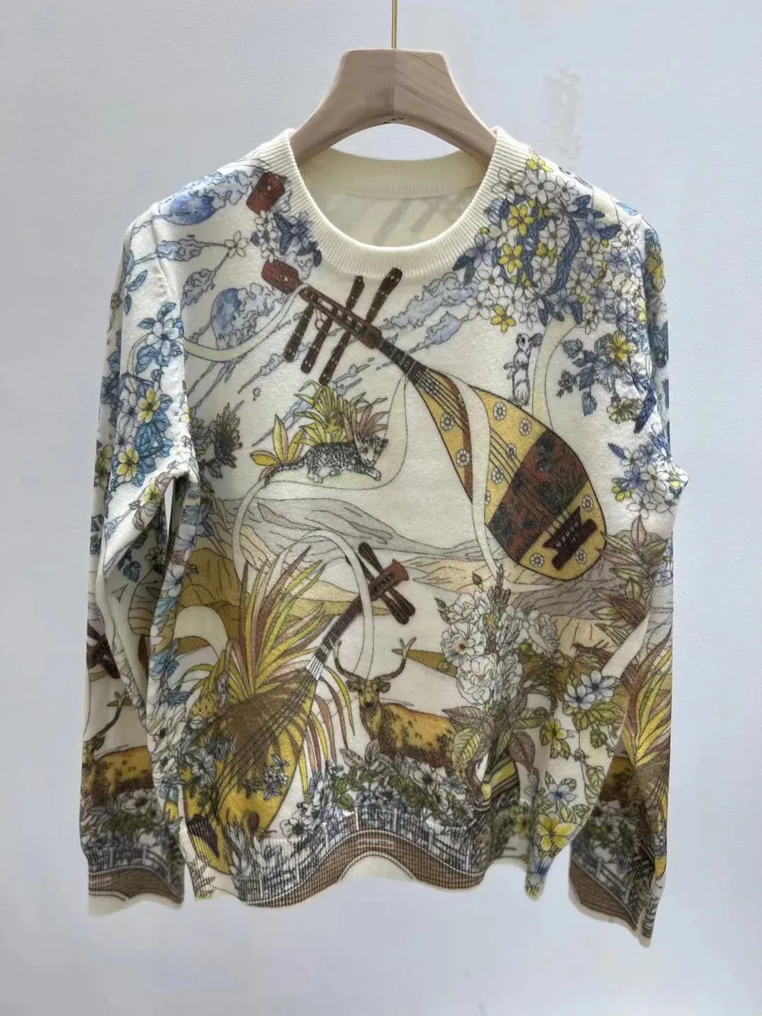 Luxury Designer Sweater Women Animal Floral Pattern Printing Pullover Sweater Classic Crew Neck Knit Tops High Quality C-069