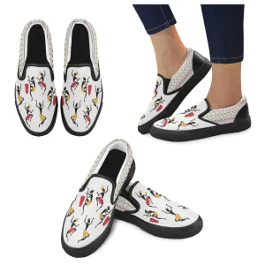 Men's Big Size Dancing Silhouette Tribal Print Slip-on Canvas Shoes