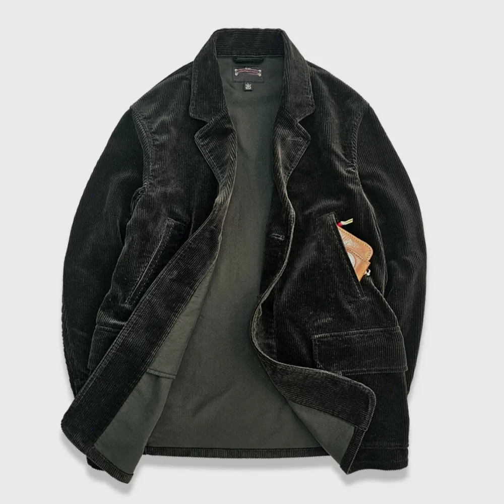 Men's Black Corduroy Safari Jacket