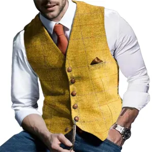 Men's Casual Printed Slim Fit Vest 87410827YM