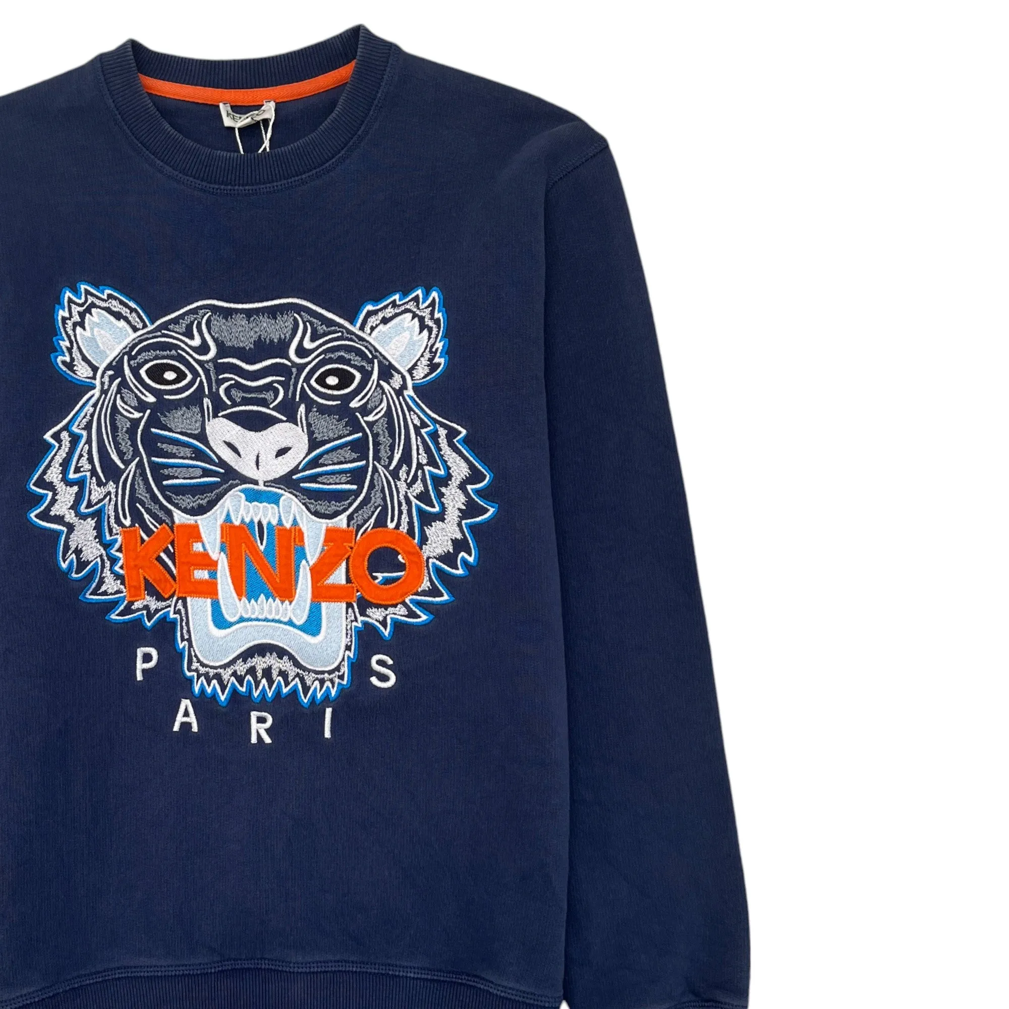 Men's Embroidered Tiger Jumper Navy Size XS