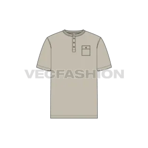 Mens Henley Neck T-shirt Template