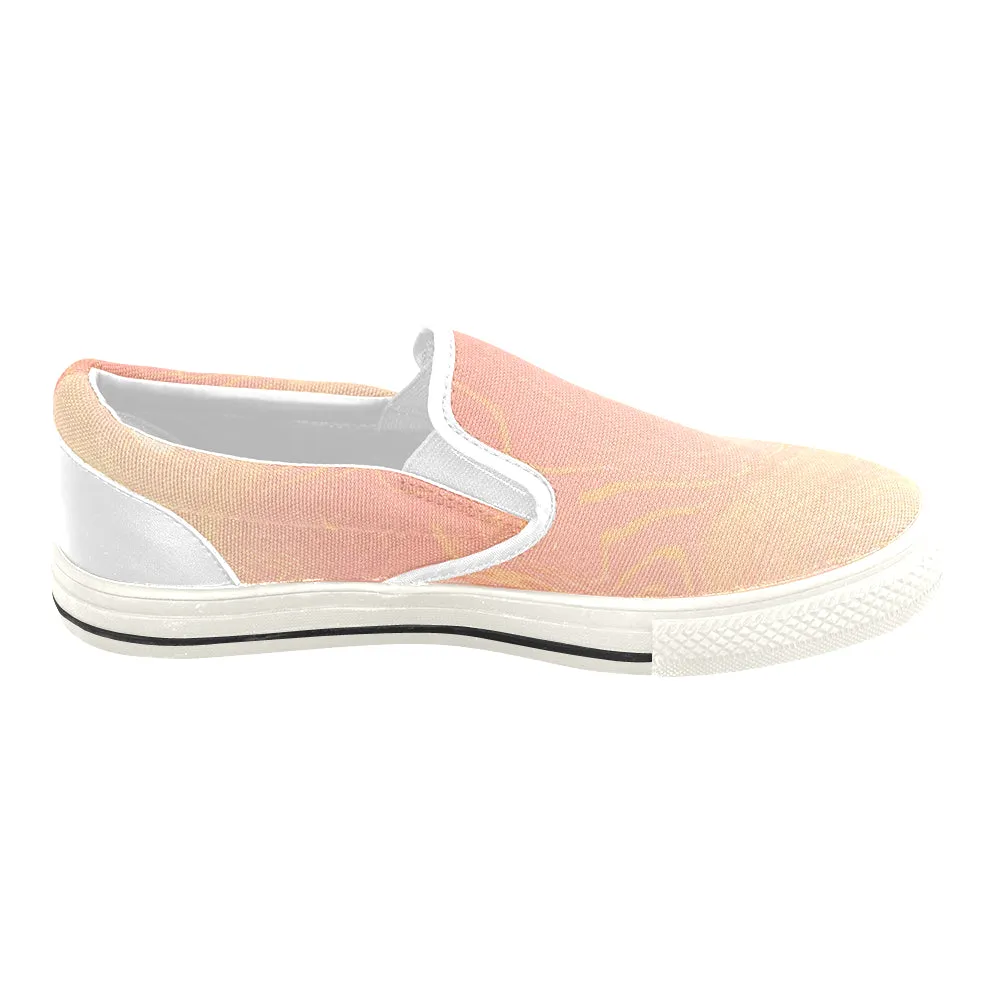 Men's Peach Solid Print Canvas Slip-on Shoes