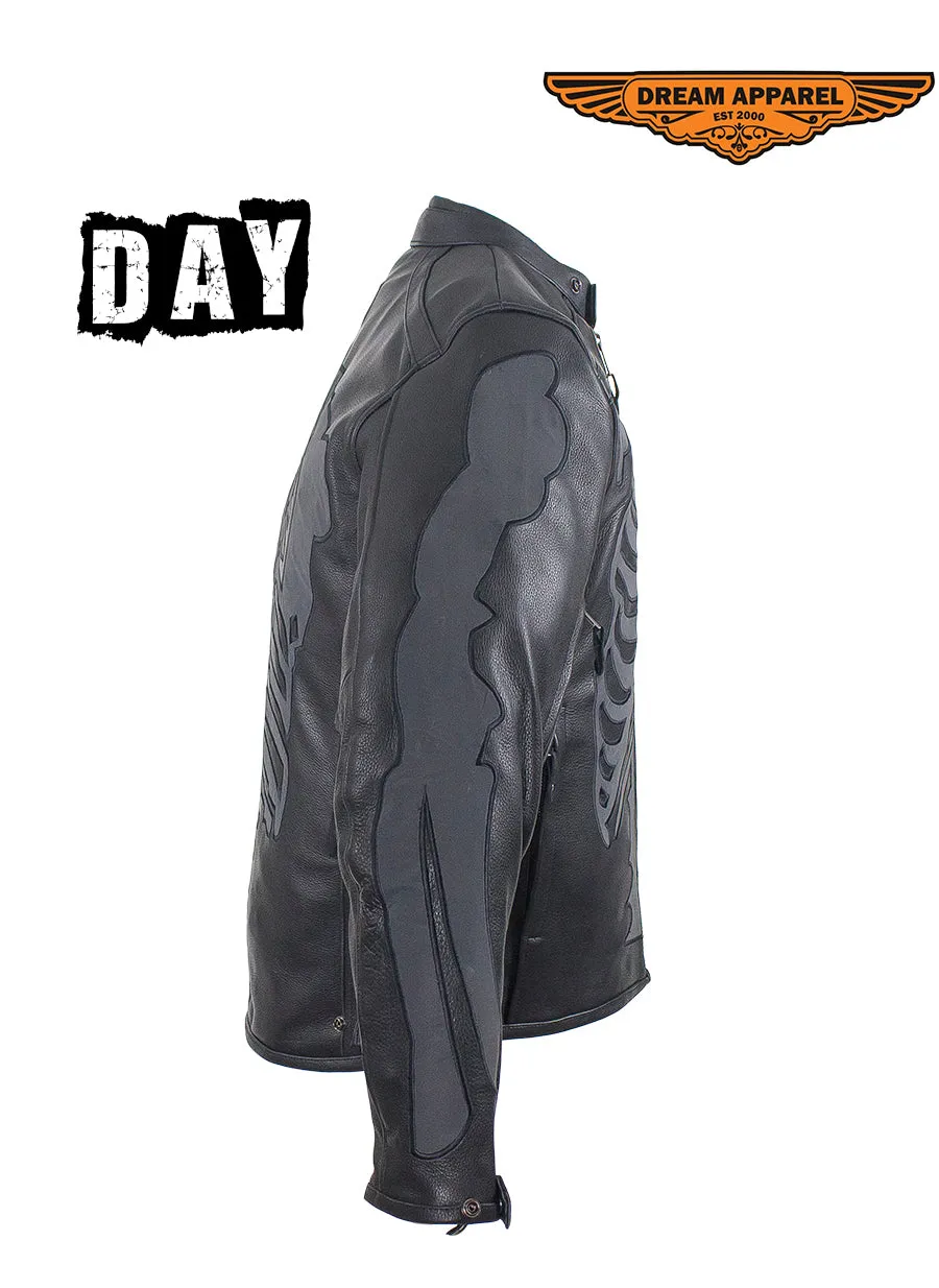 Mens Reflective Skeleton Motorcycle Jacket