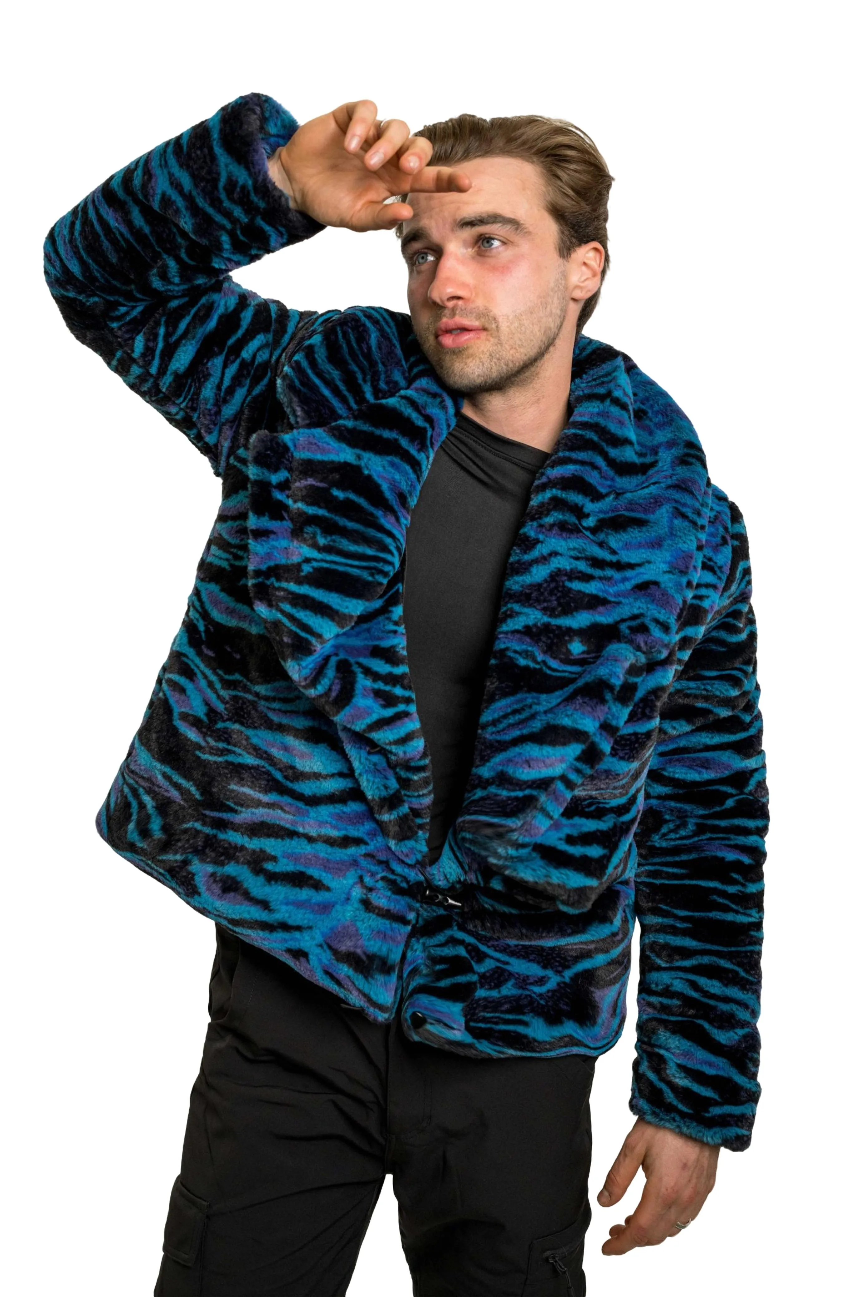 Men's Short Cozy Coat in "Electric Tiger"