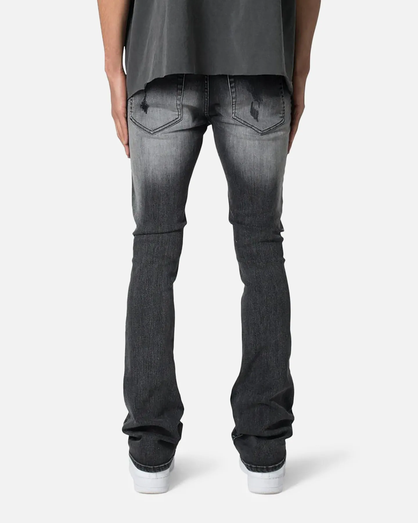 MNML X635 Ripped Flare Denim Jeans Black