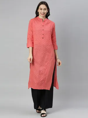 Neeru's Carrot Colour Slub Cotton Fabric Tunic "44"